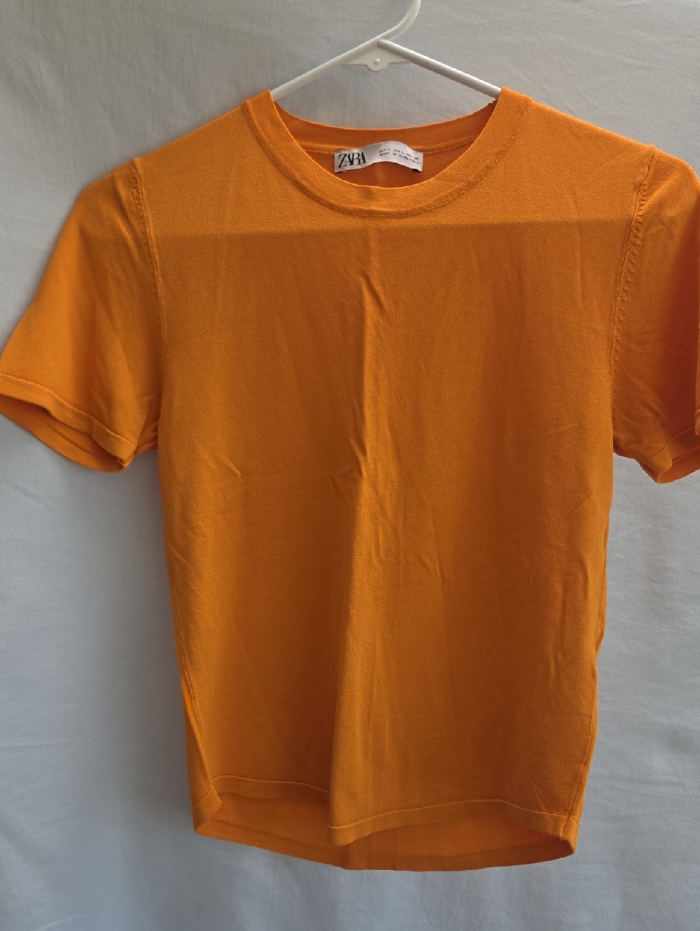 Zara Women’s Orange Short Sleeve Crewneck Blouse Size L